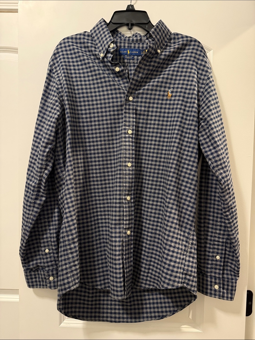 Ralph Lauren Navy and White Gingham Button-Down Shirt